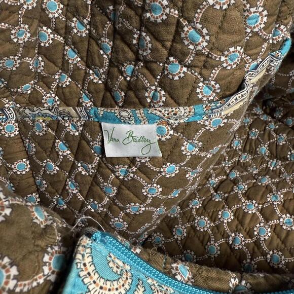 Vera Bradley Tote Bag Womens Turquoise Paisley Quilted Shoulder Travel Purse - Picture 4 of 6